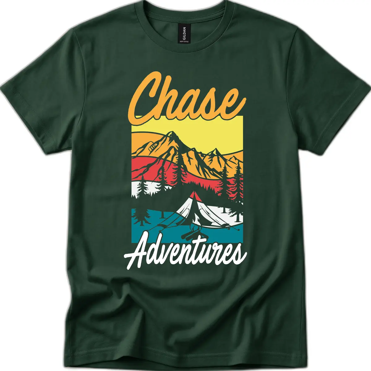 Chase Adventures Mountain Landscape T-Shirt in Forest Green