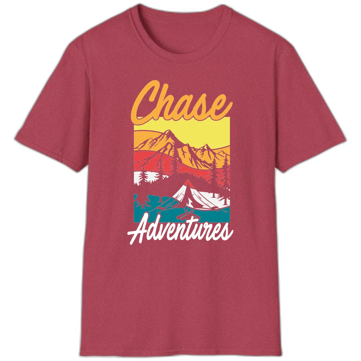 Chase Adventures Mountain Landscape T-Shirt in Heather Cardinal