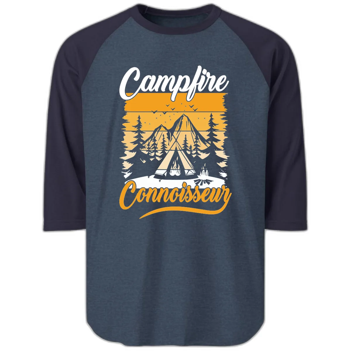 Campfire Connoisseur Raglan 3/4 in Heather Denim Navy