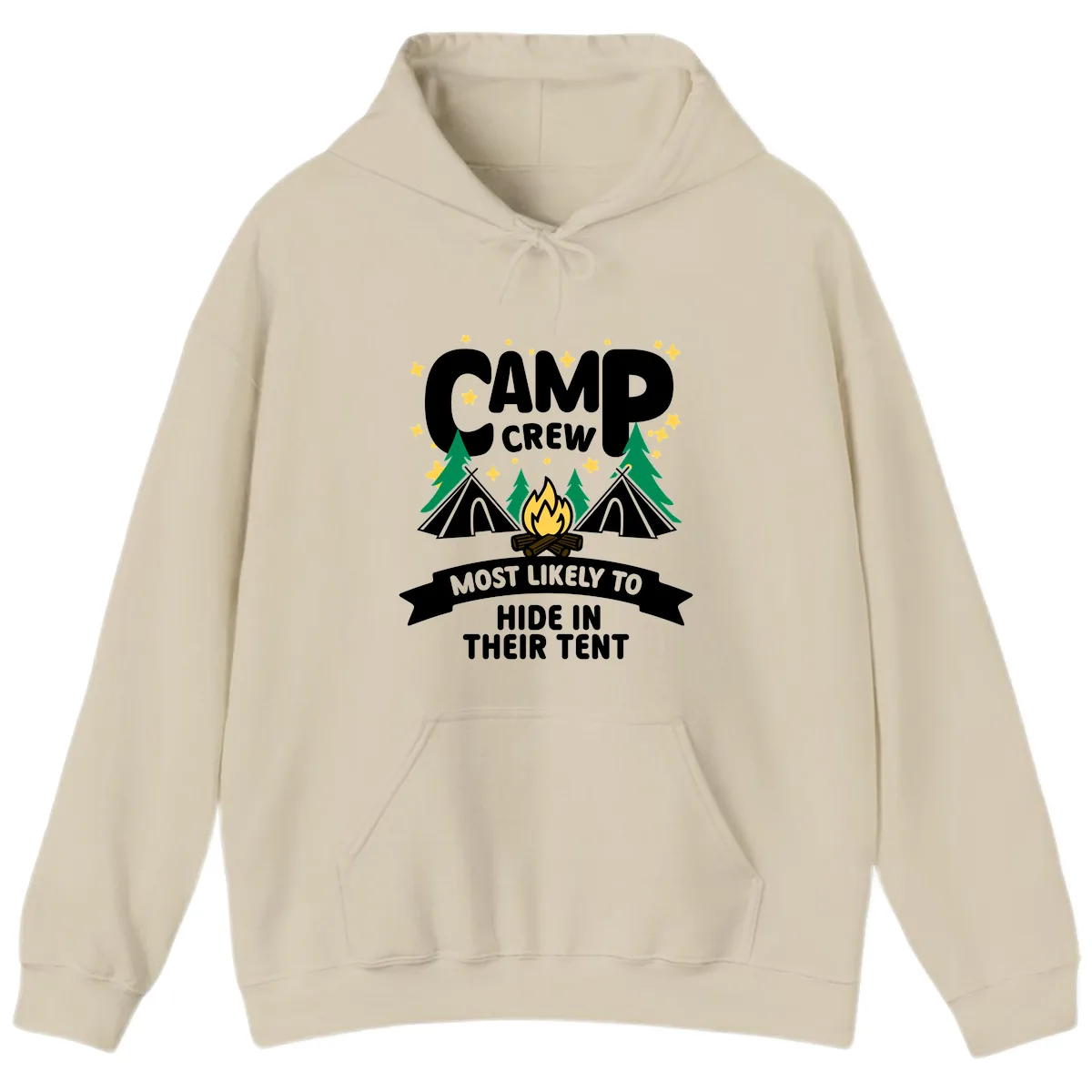Camp Crew Most Likely To Hide In Tent Hoodie in Sand