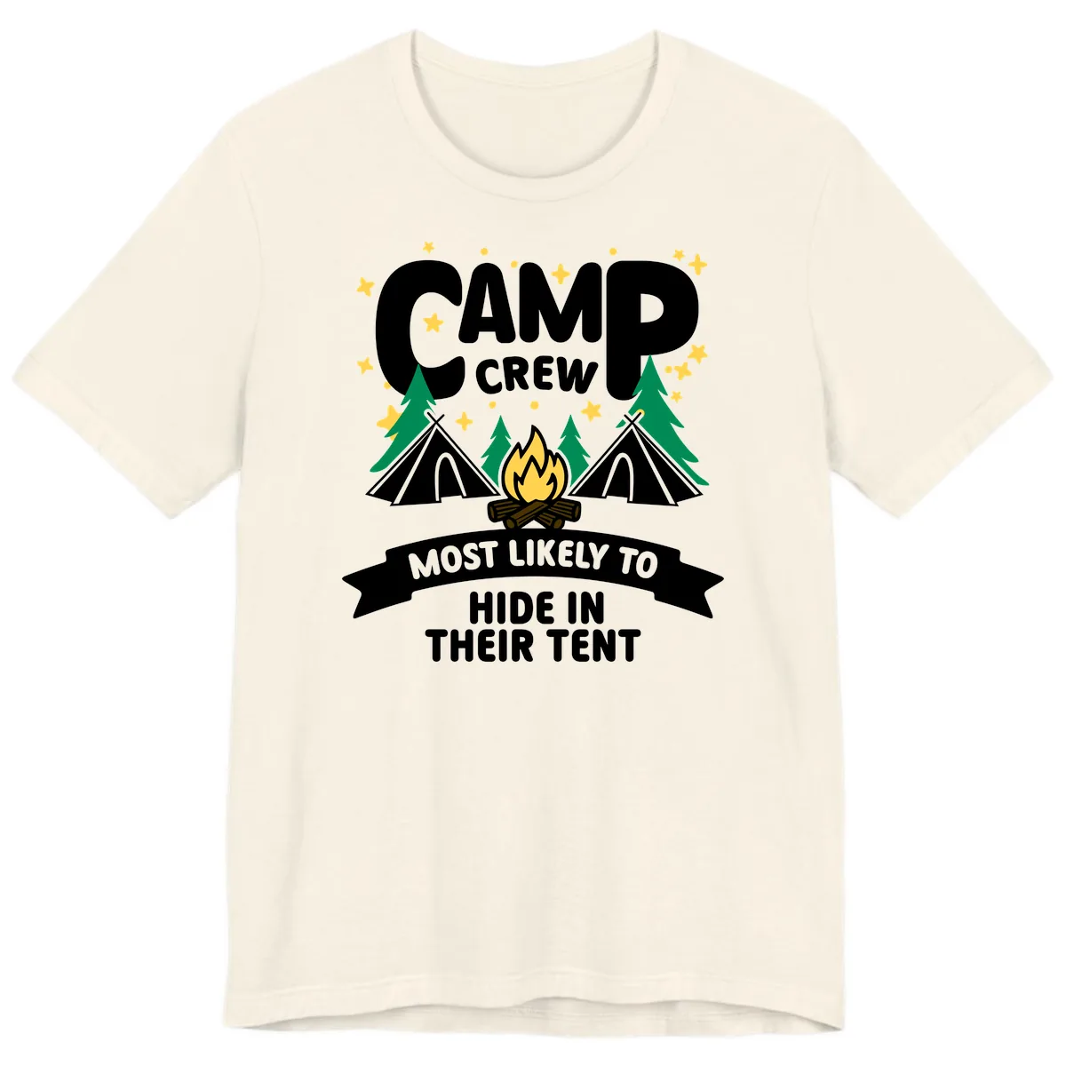 Camp Crew Most Likely To Hide In Tent Premium T-Shirt in Natural
