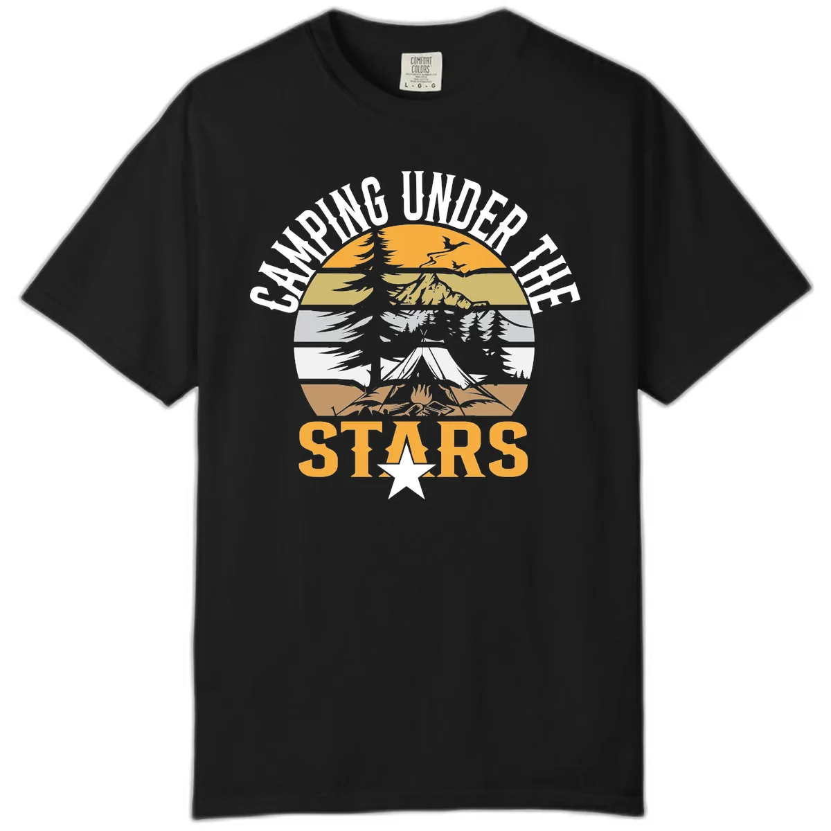 Camping Under The Stars Badge Comfort Color in Black