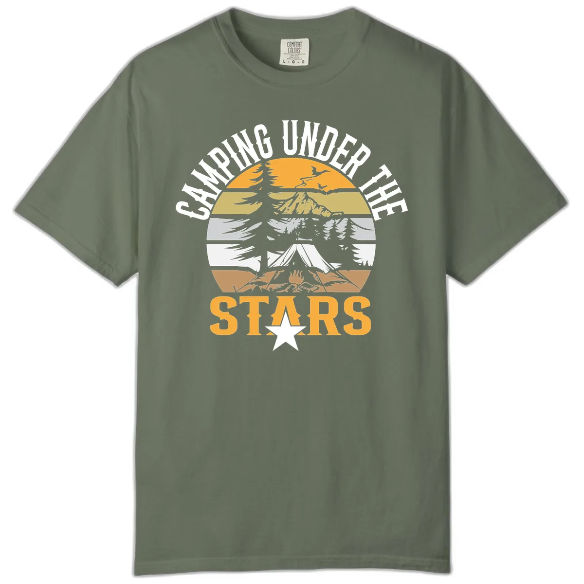 Camping Under The Stars Badge Comfort Color in Moss
