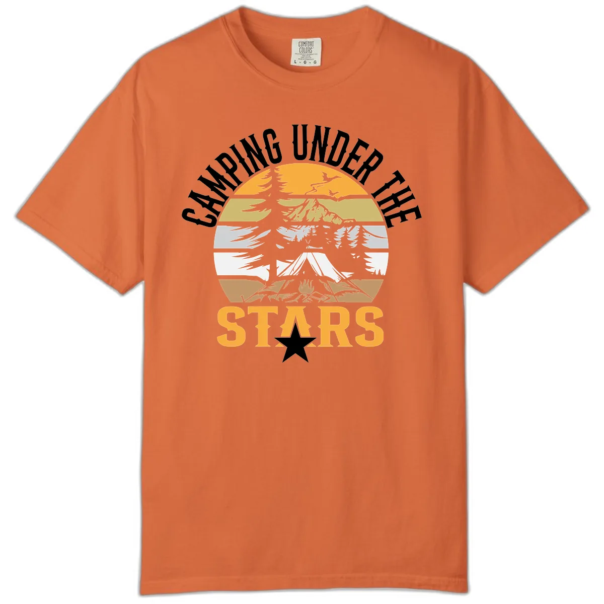 Camping Under The Stars Badge Comfort Color in Burnt Orange