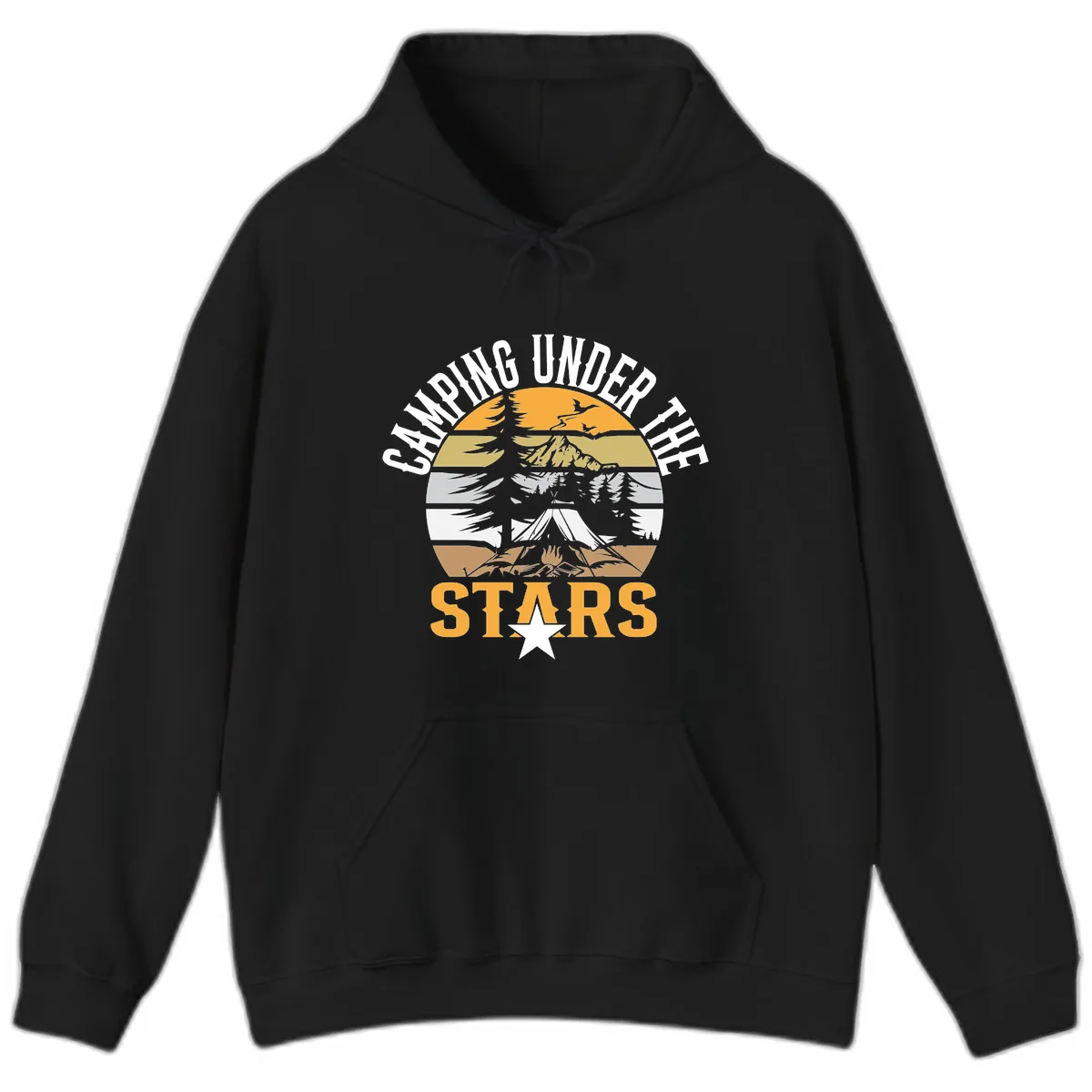 Camping Under The Stars Badge Hoodie in Black