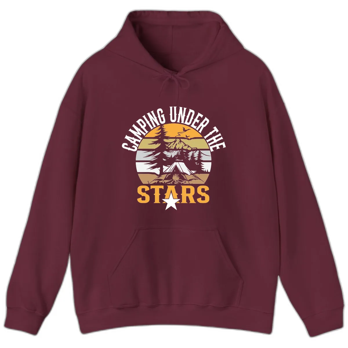 Camping Under The Stars Badge Hoodie in Maroon