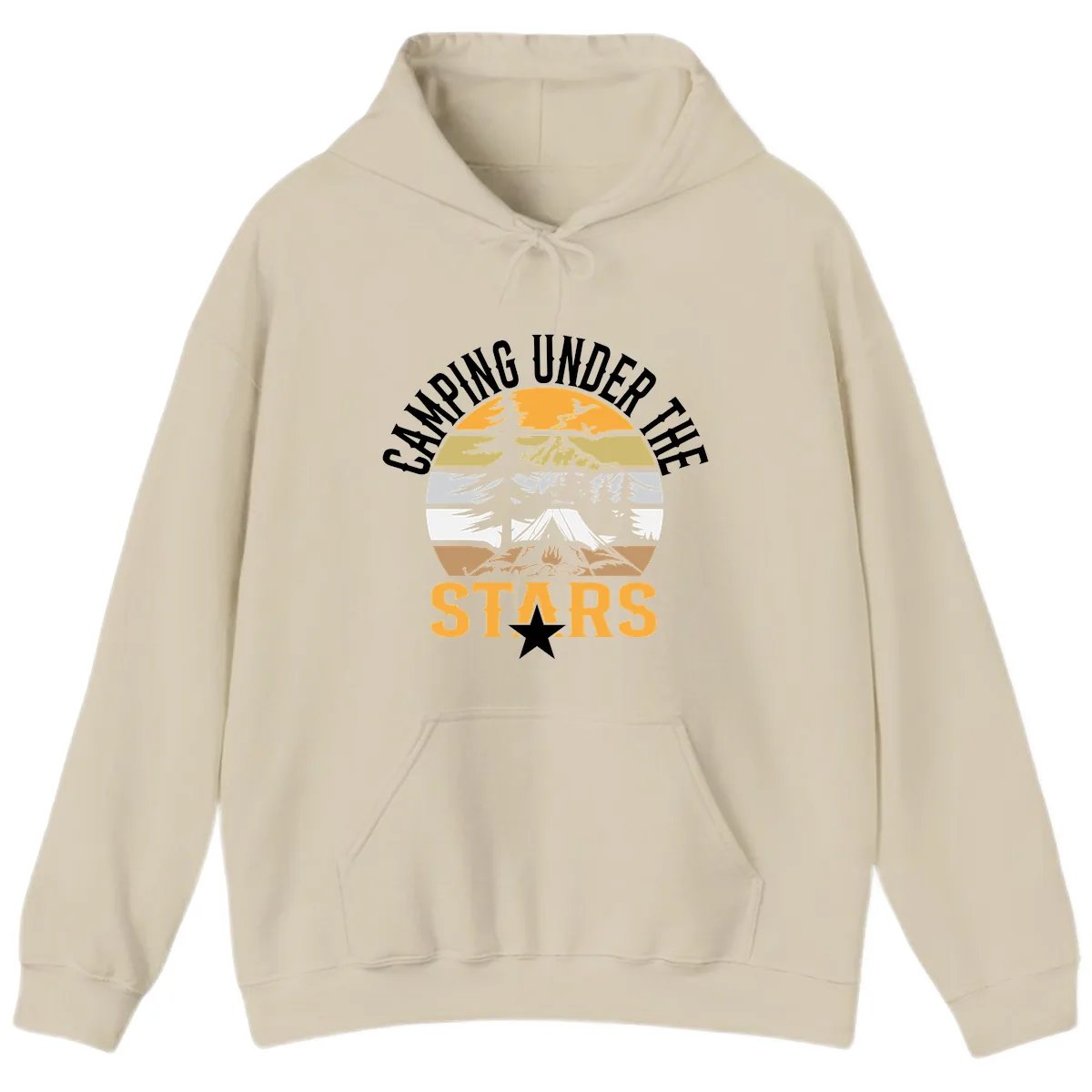 Camping Under The Stars Badge Hoodie in Sand