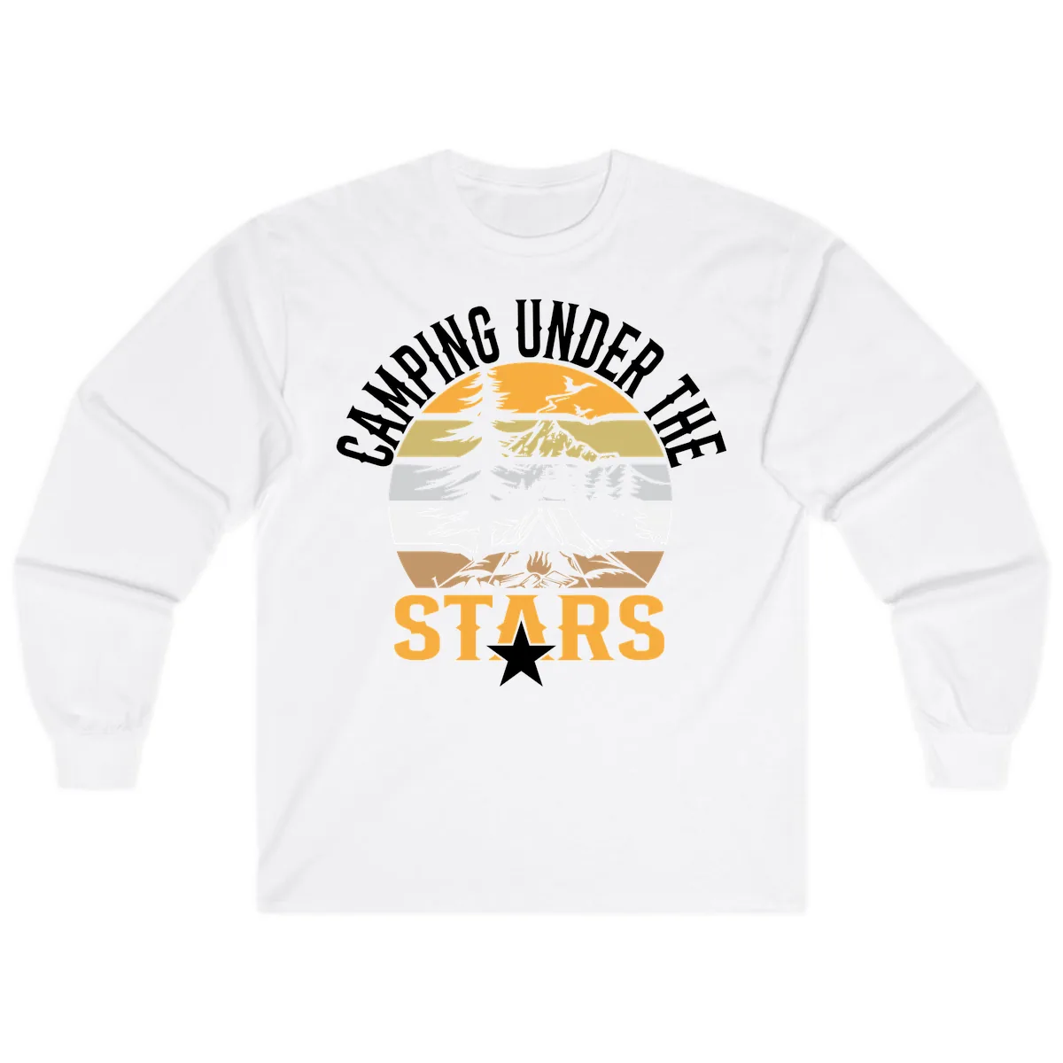Camping Under The Stars Badge Long Sleeve in White