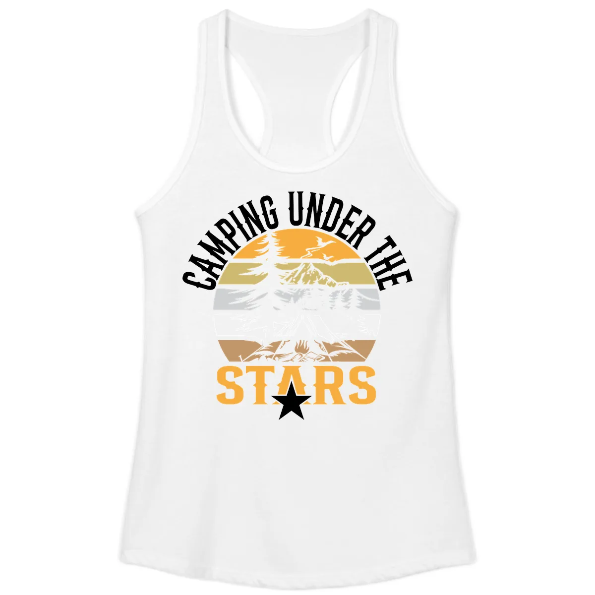Camping Under The Stars Badge Ladies Tank in White