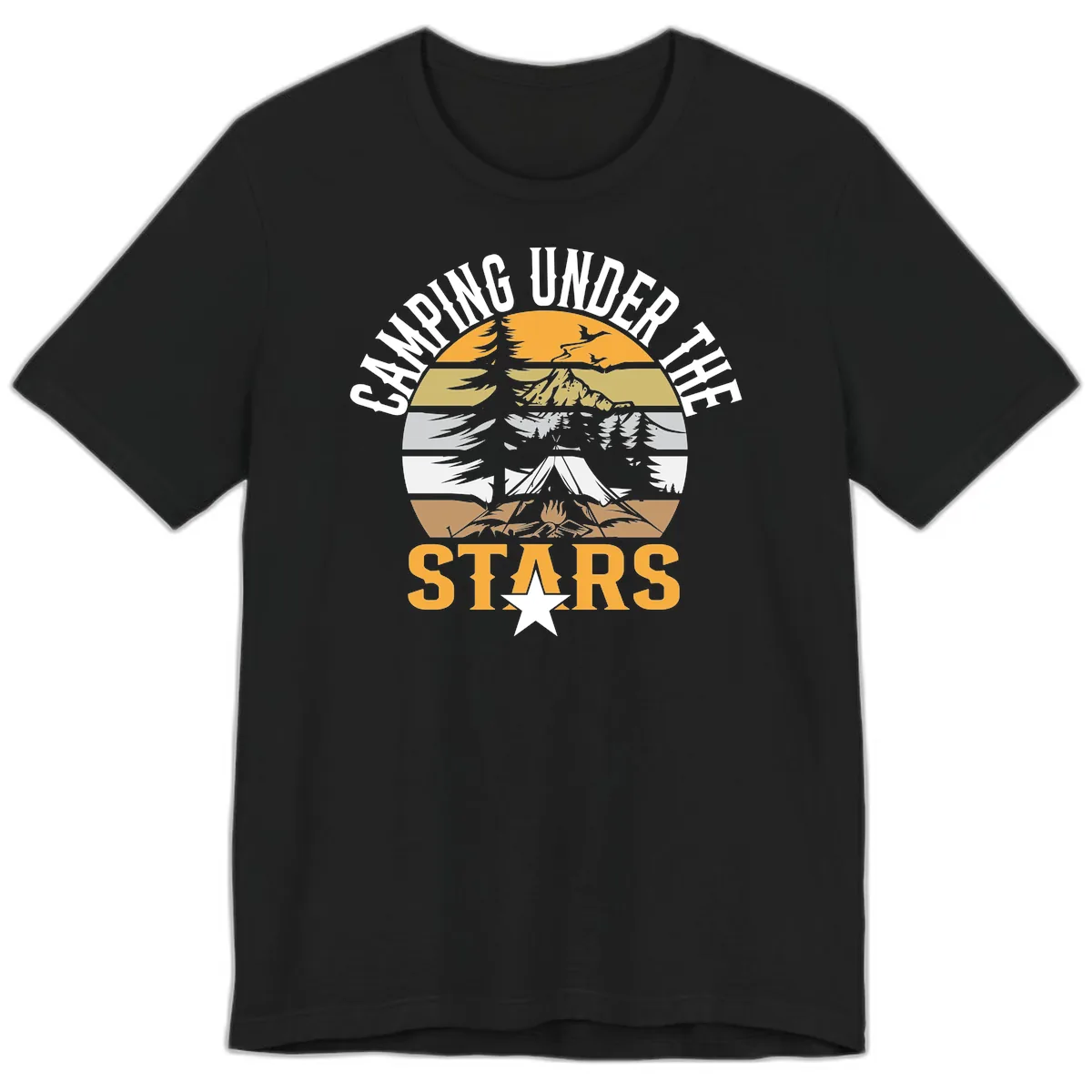Camping Under The Stars Badge Premium T-Shirt in Black