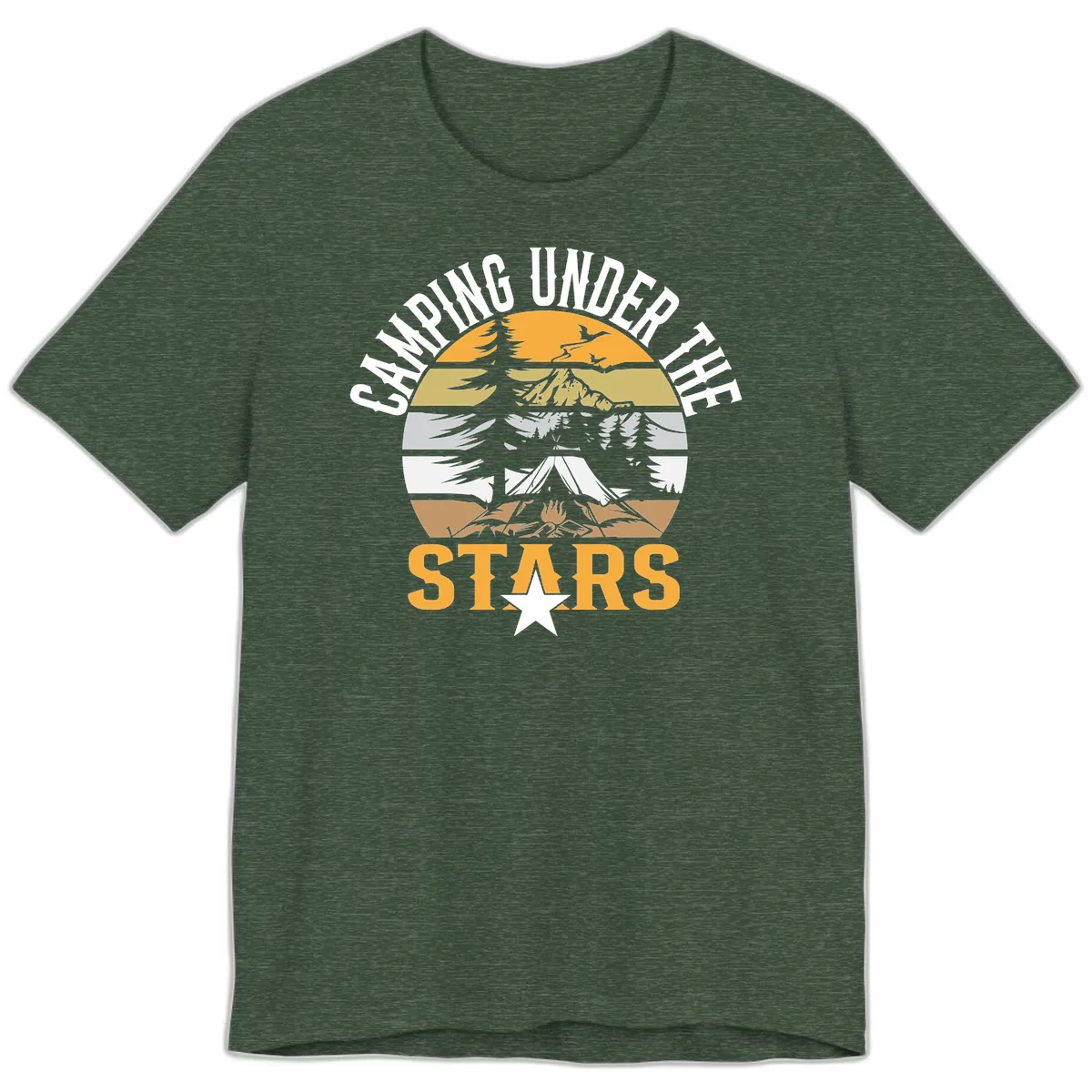 Camping Under The Stars Badge Premium T-Shirt in Heather Forest
