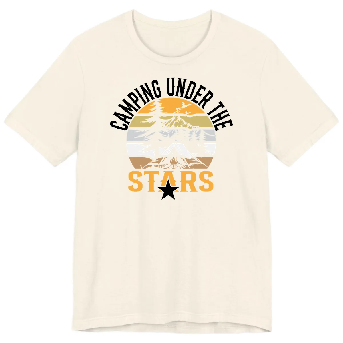 Camping Under The Stars Badge Premium T-Shirt in Natural