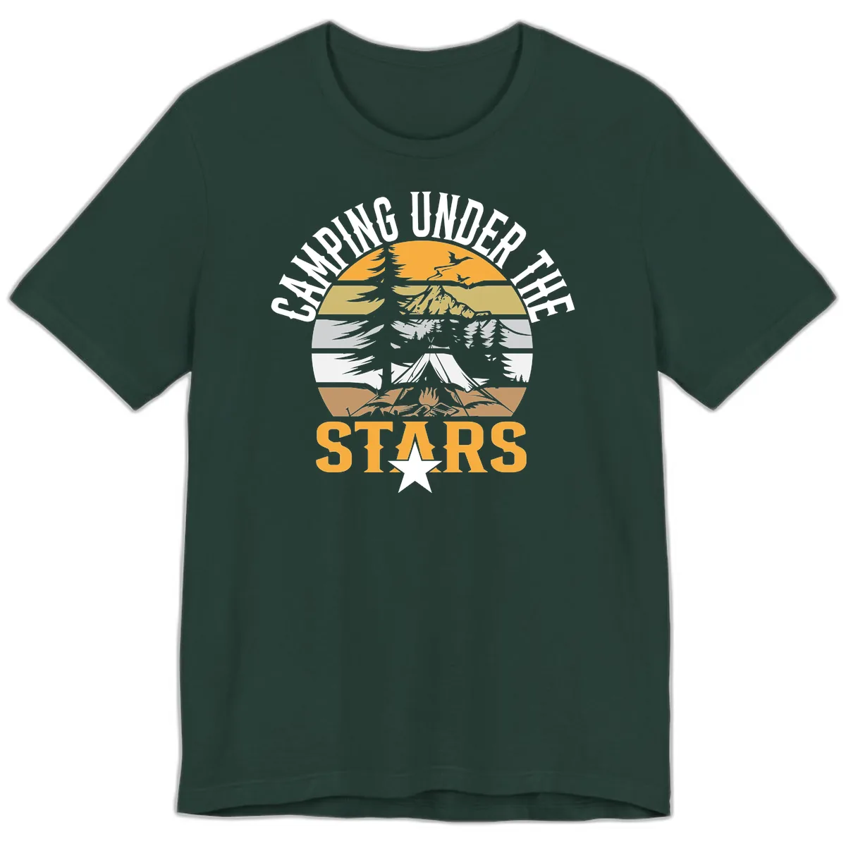 Camping Under The Stars Badge Premium T-Shirt in Forest