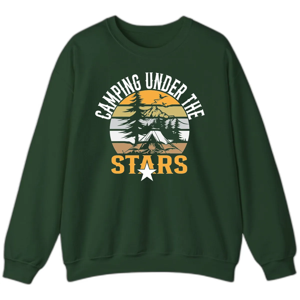 Camping Under The Stars Badge Sweatshirt in Forest Green