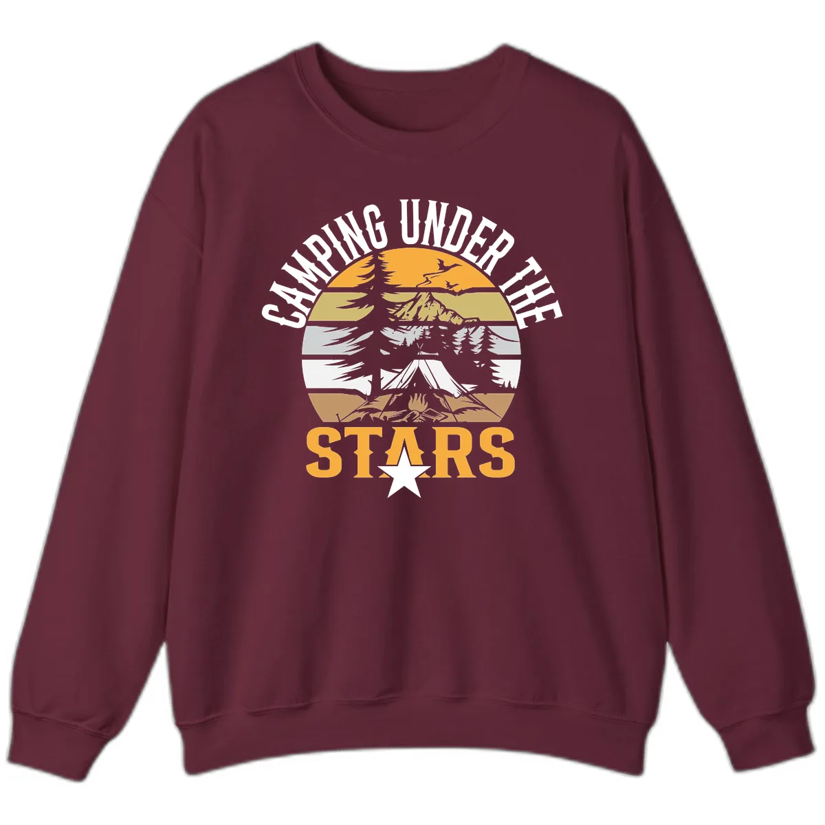 Camping Under The Stars Badge Sweatshirt in Maroon