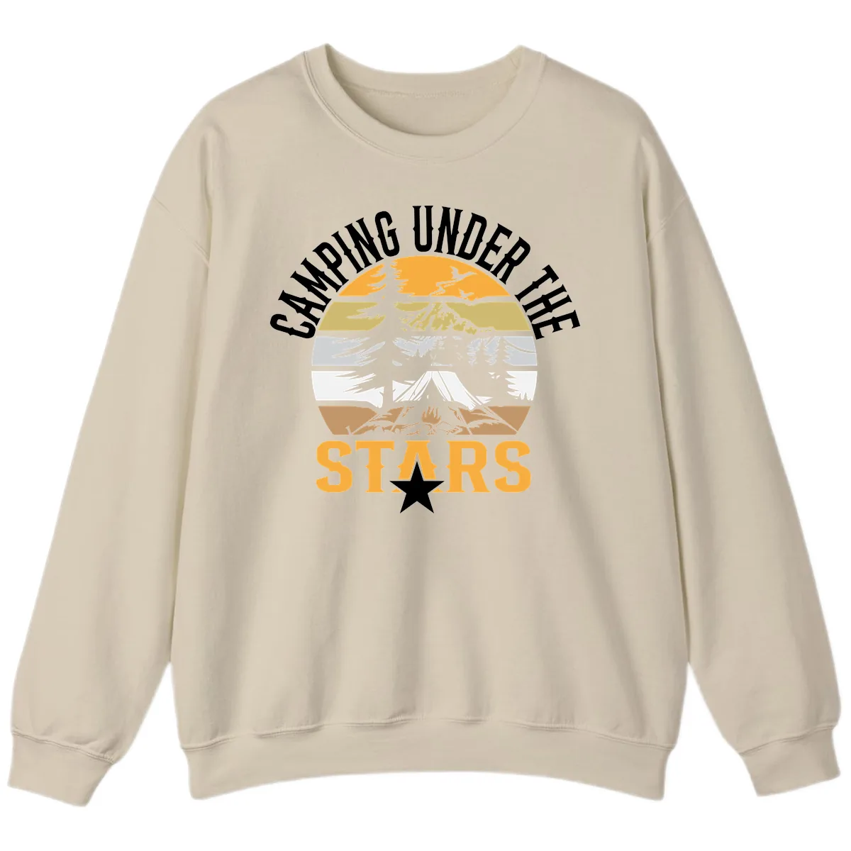Camping Under The Stars Badge Sweatshirt in Sand