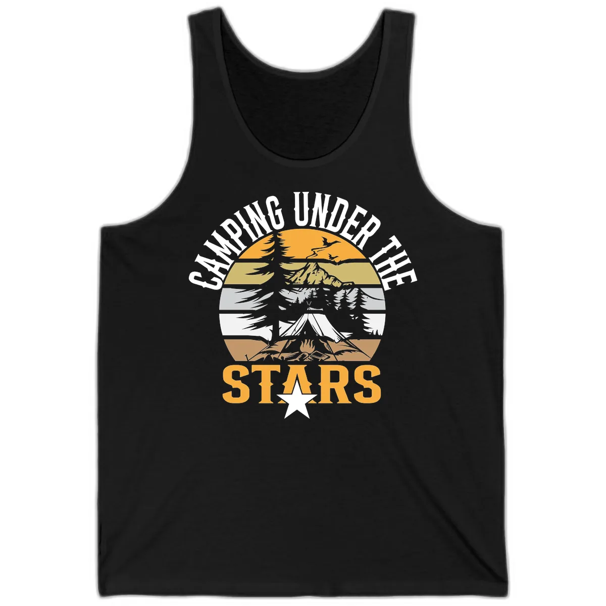 Camping Under The Stars Badge Tank in Black