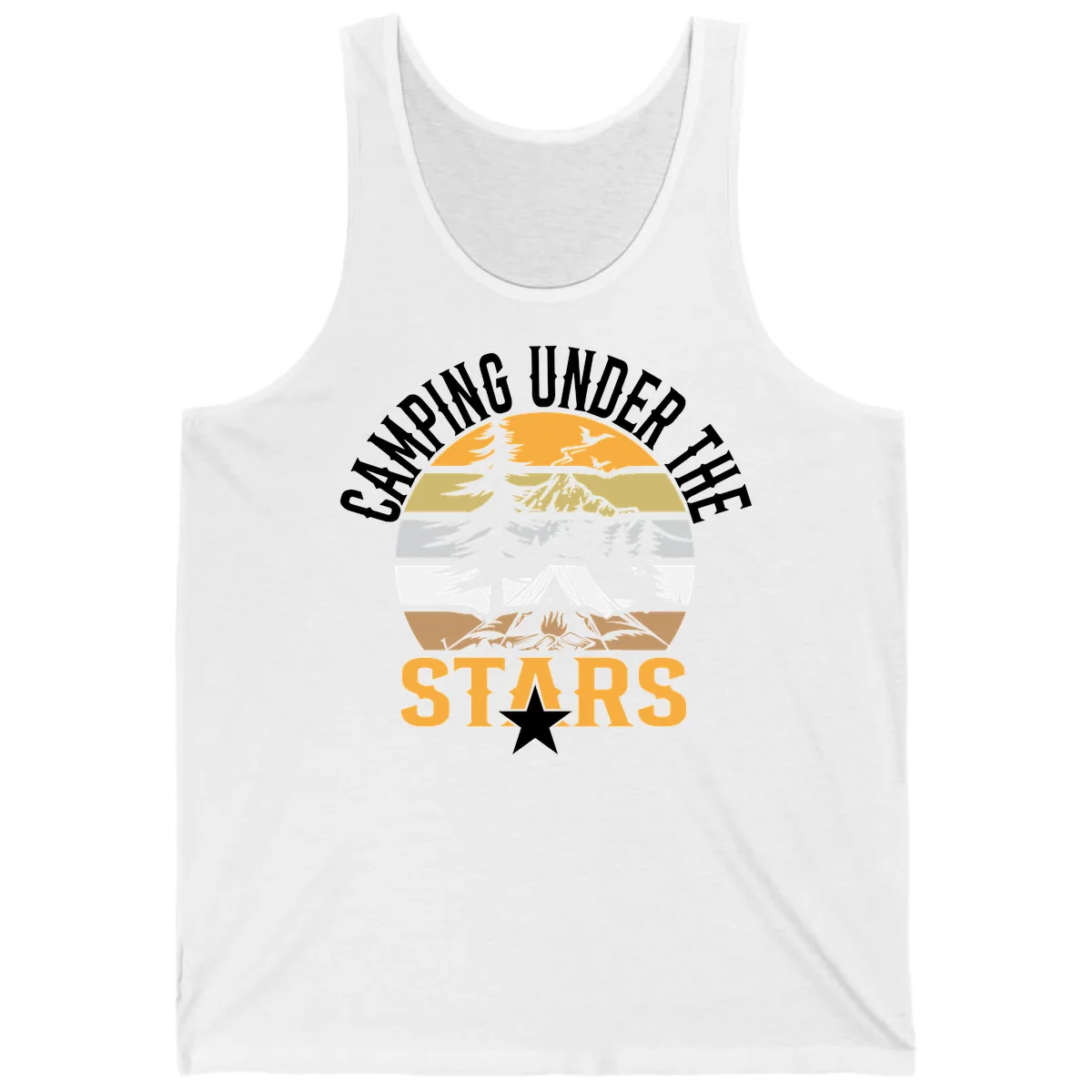 Camping Under The Stars Badge Tank in White