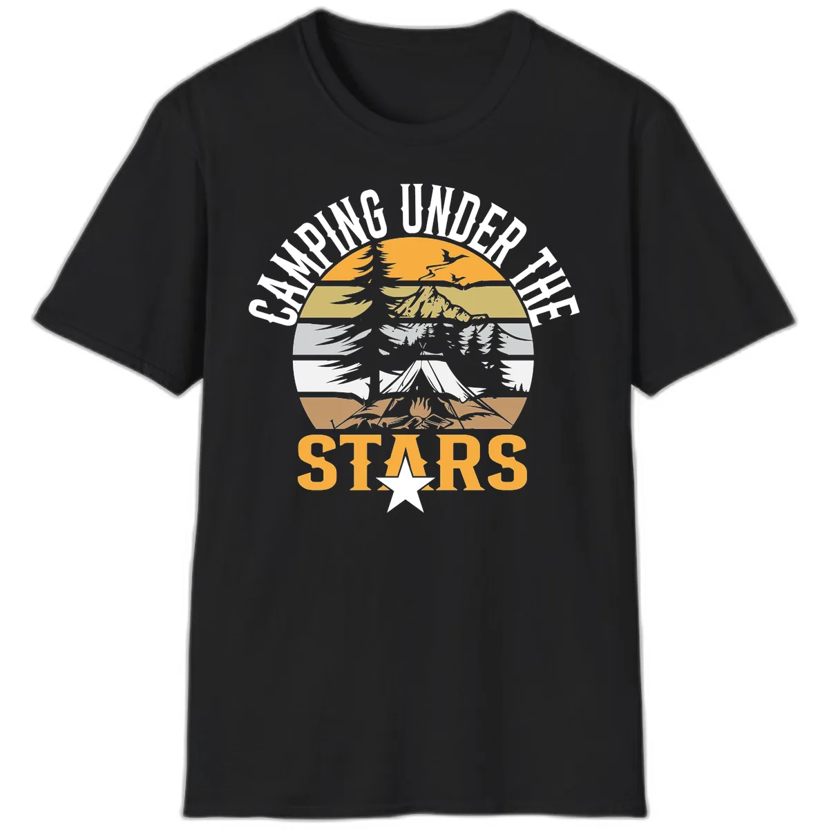 Camping Under The Stars Badge T-Shirt in Black