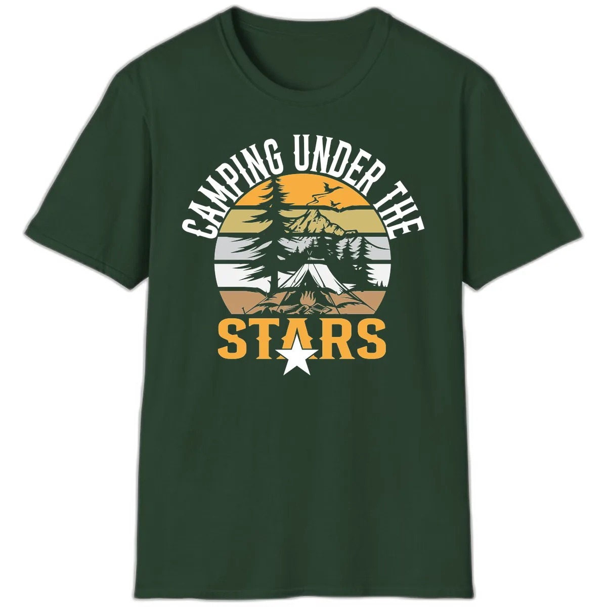 Camping Under The Stars Badge T-Shirt in Forest Green