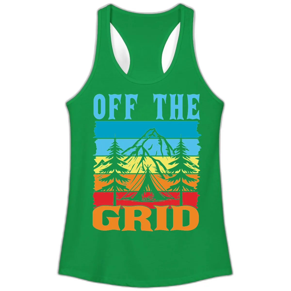 Off The Grid Ladies Tank in Solid Kelly Green