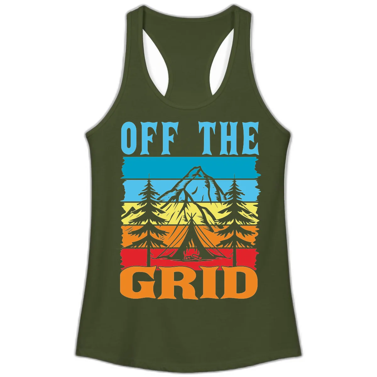 Off The Grid Ladies Tank in Solid Military Green