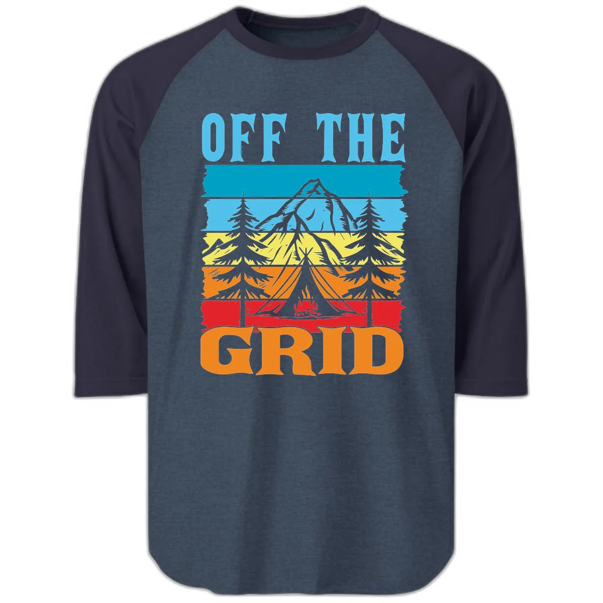 Off The Grid Raglan 3/4 in Heather Denim Navy