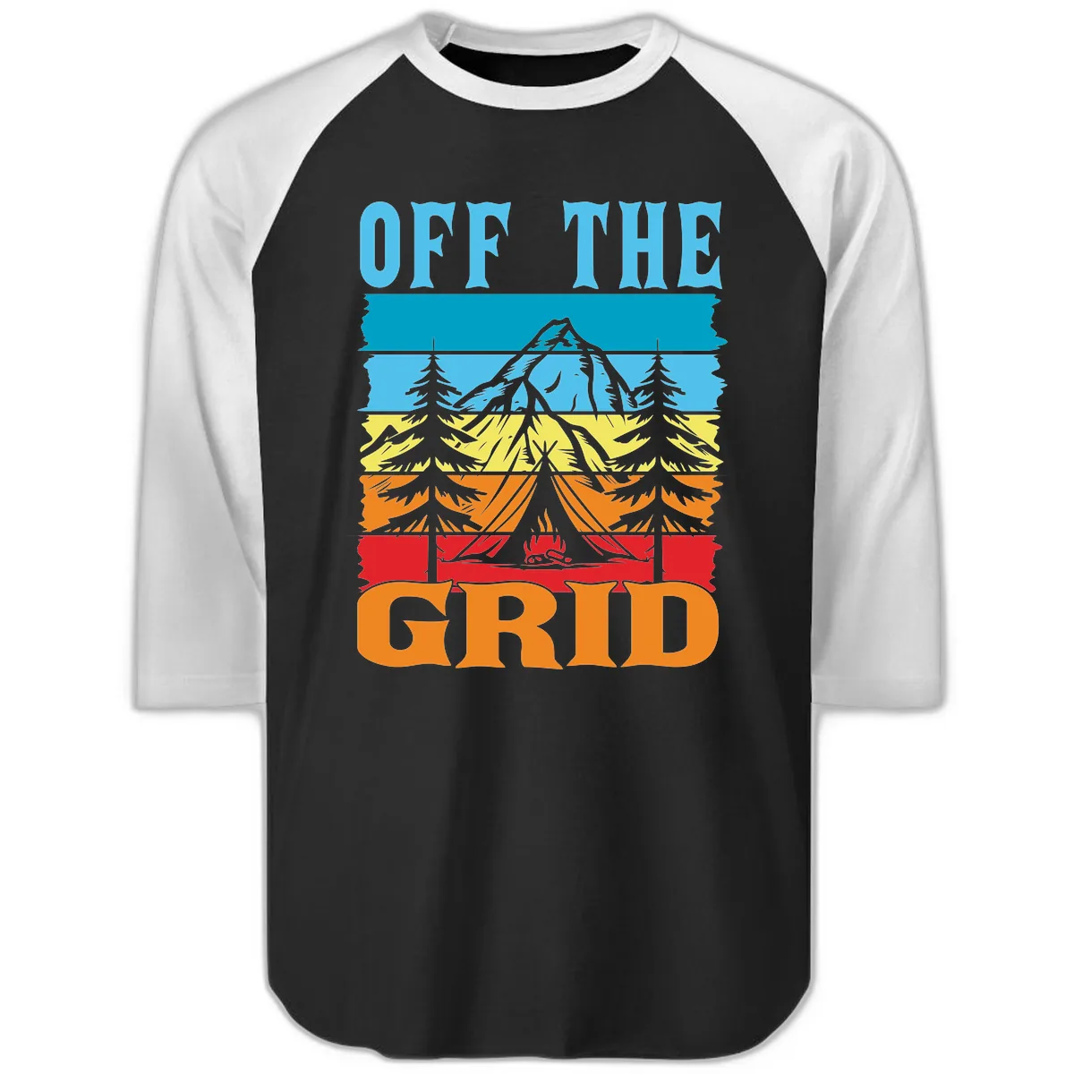 Off The Grid Raglan 3/4 in Black White