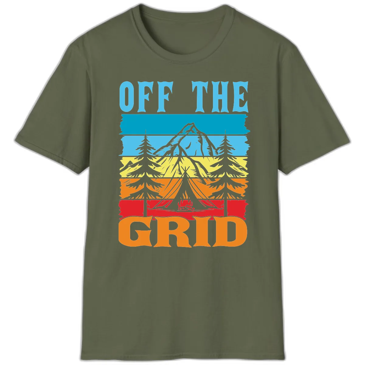 Off The Grid T-Shirt in Military Green