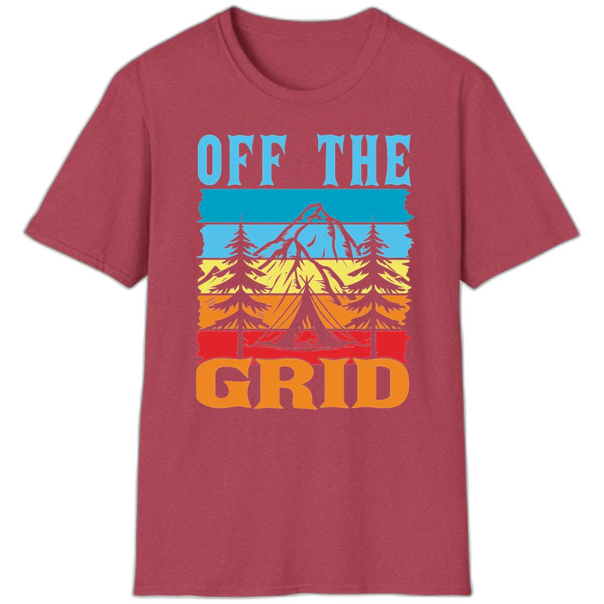 Off The Grid T-Shirt in Heather Cardinal
