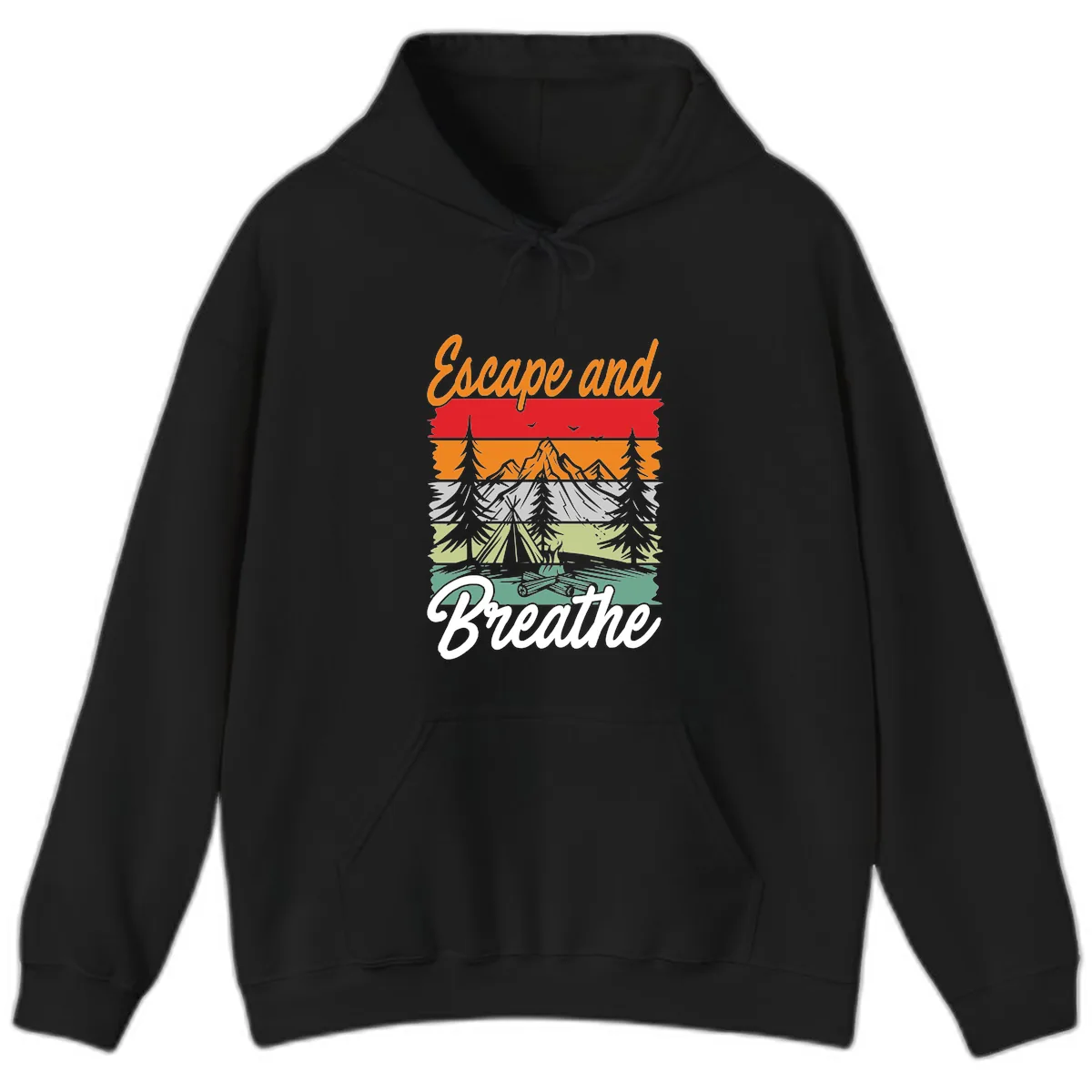 Escape And Breathe Layered Wilderness Hoodie in Black