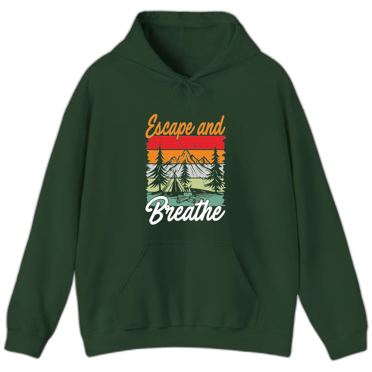 Escape And Breathe Layered Wilderness Hoodie in Forest Green