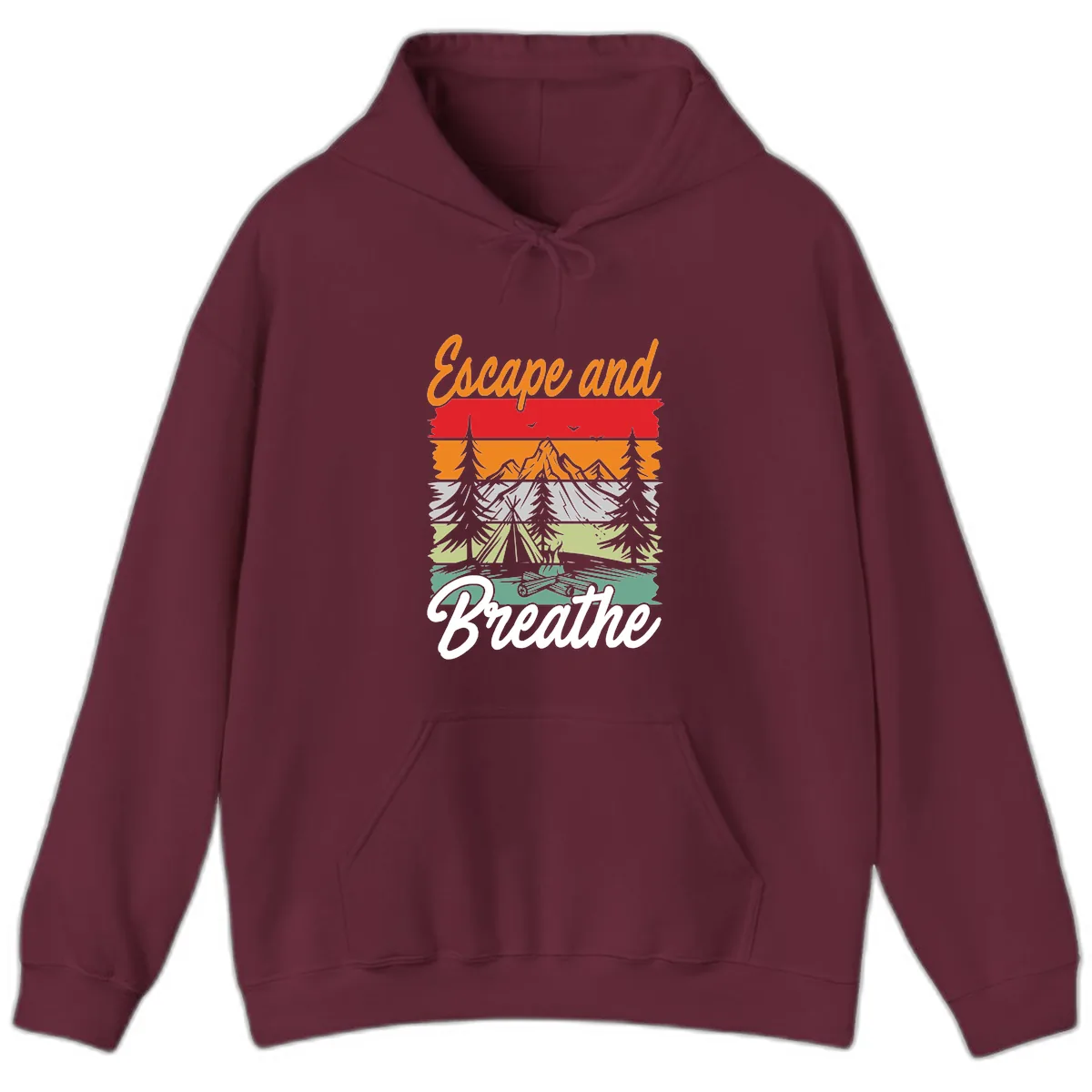 Escape And Breathe Layered Wilderness Hoodie in Maroon
