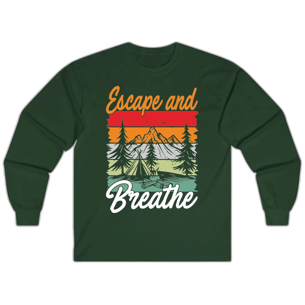 Escape And Breathe Layered Wilderness Long Sleeve in Forest Green