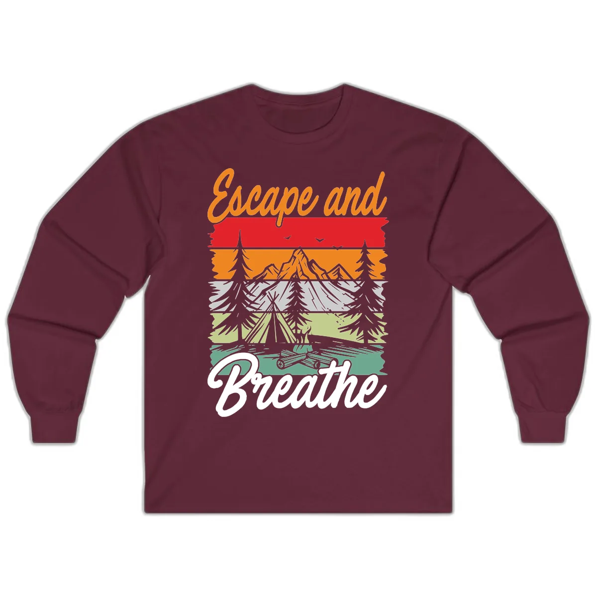 Escape And Breathe Layered Wilderness Long Sleeve in Maroon