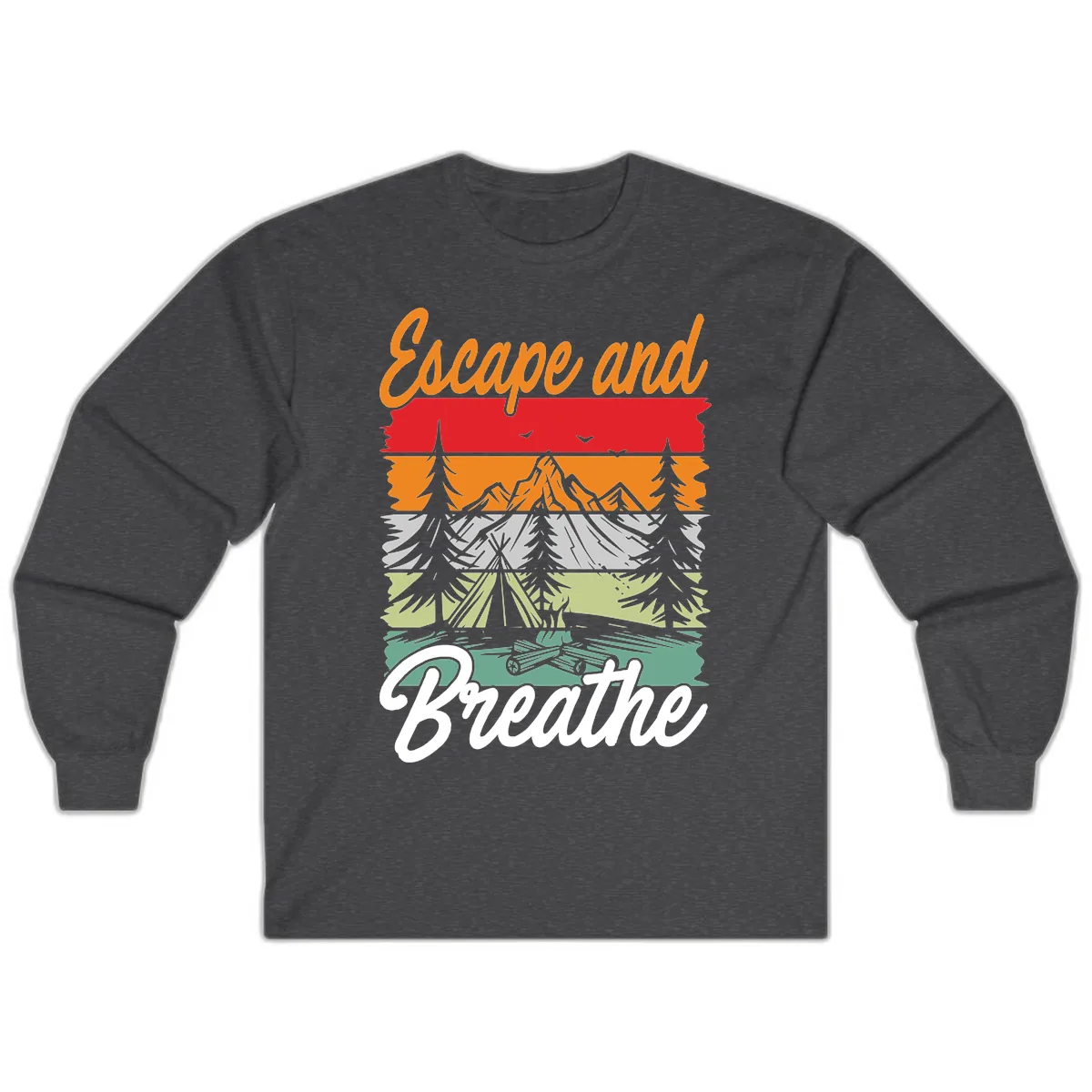 Escape And Breathe Layered Wilderness Long Sleeve in Dark Heather