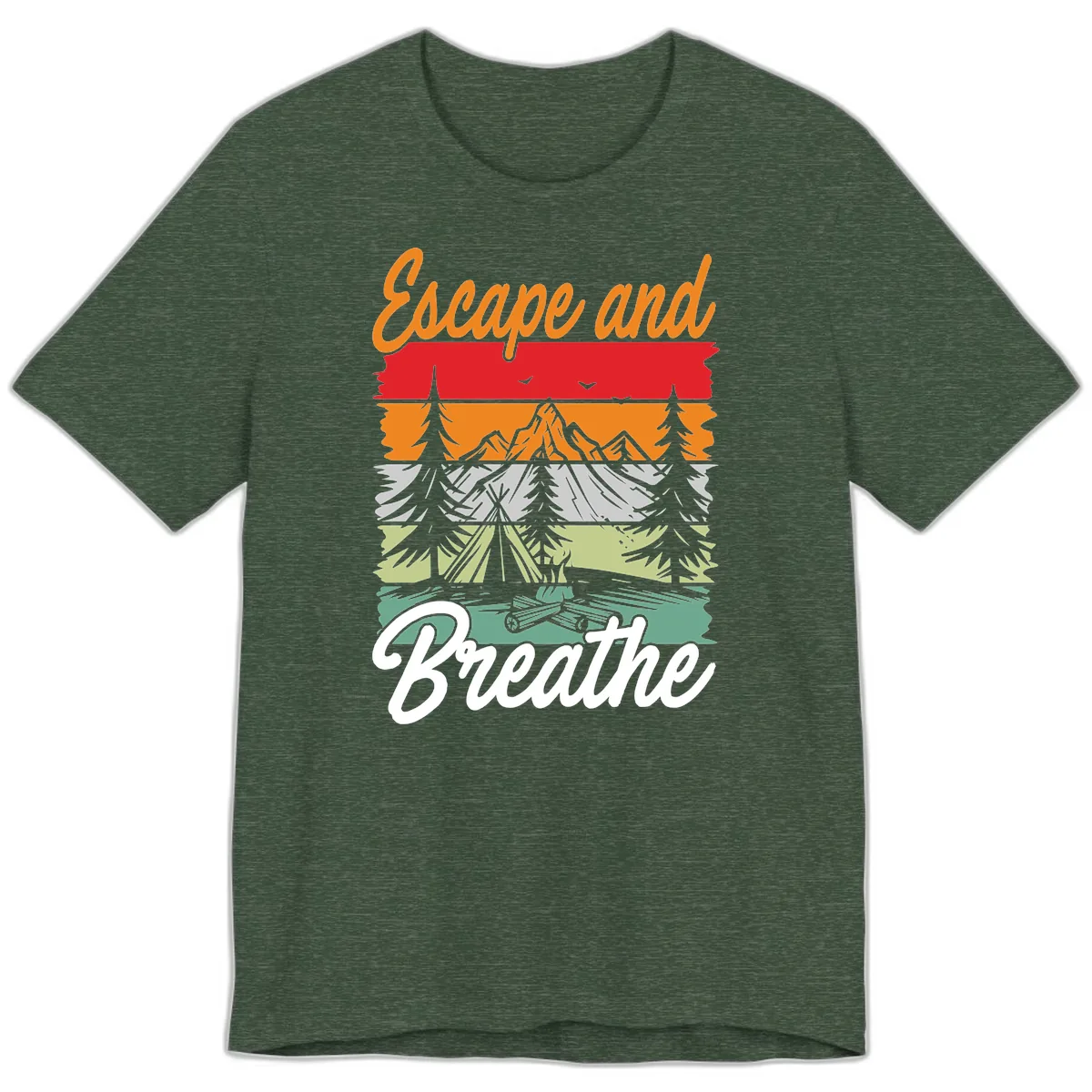 Escape And Breathe Layered Wilderness Premium T-Shirt in Heather Forest