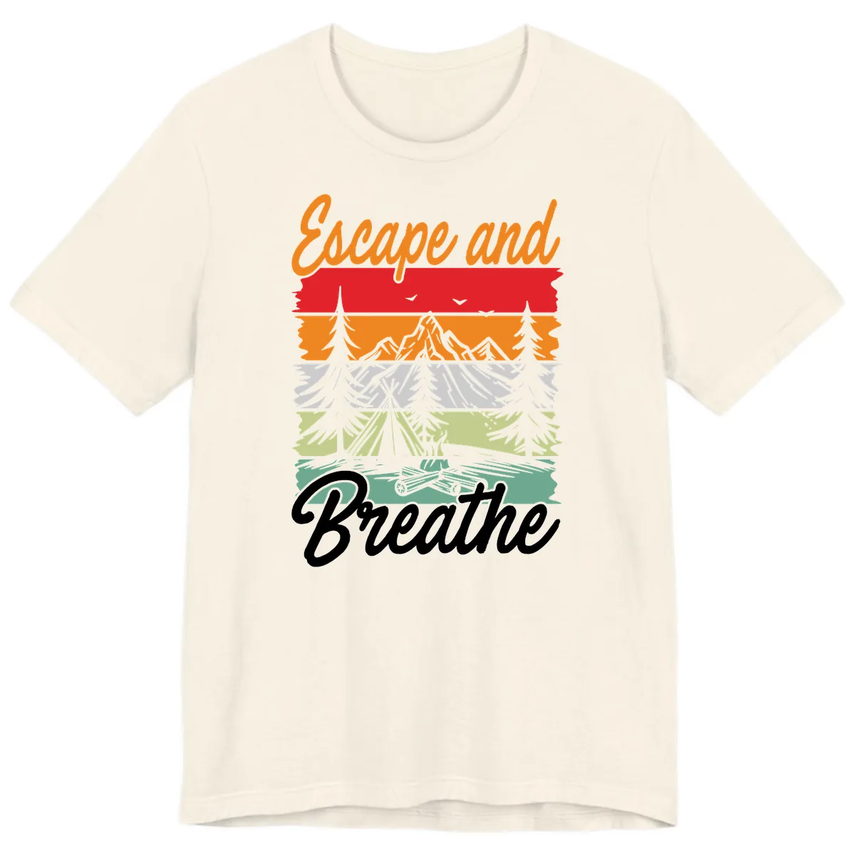 Escape And Breathe Layered Wilderness Premium T-Shirt in Natural