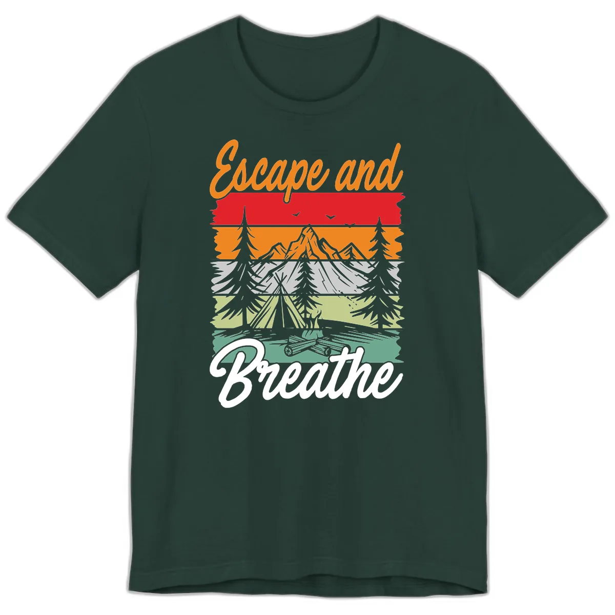 Escape And Breathe Layered Wilderness Premium T-Shirt in Forest