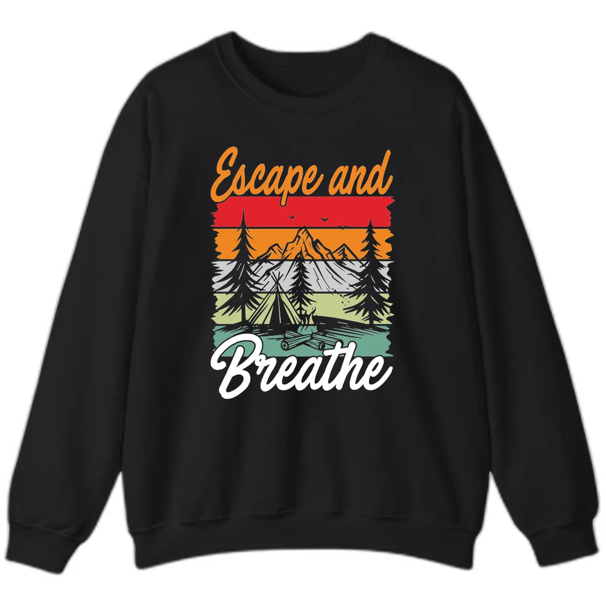 Escape And Breathe Layered Wilderness Sweatshirt in Black