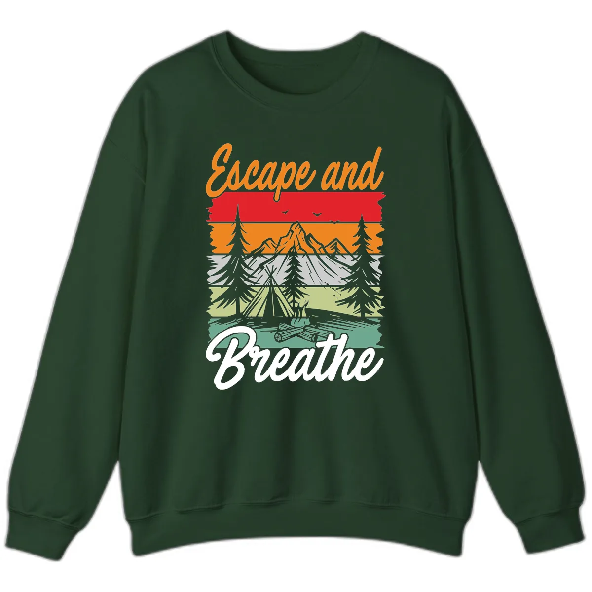 Escape And Breathe Layered Wilderness Sweatshirt in Forest Green