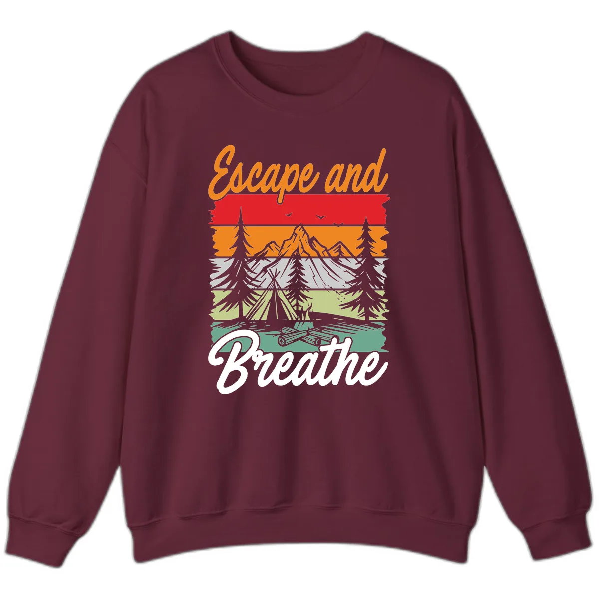 Escape And Breathe Layered Wilderness Sweatshirt in Maroon