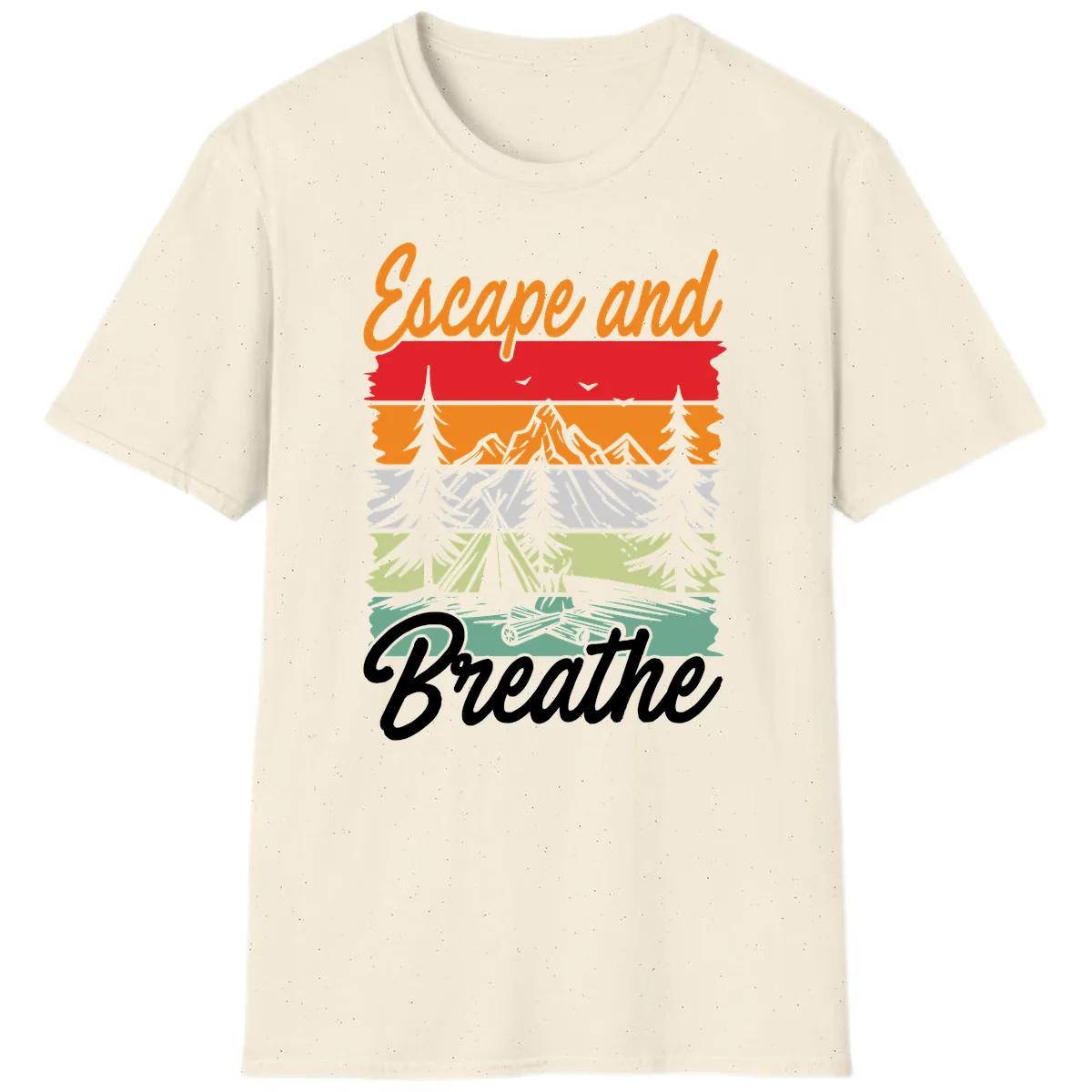 Escape And Breathe Layered Wilderness T-Shirt in Natural