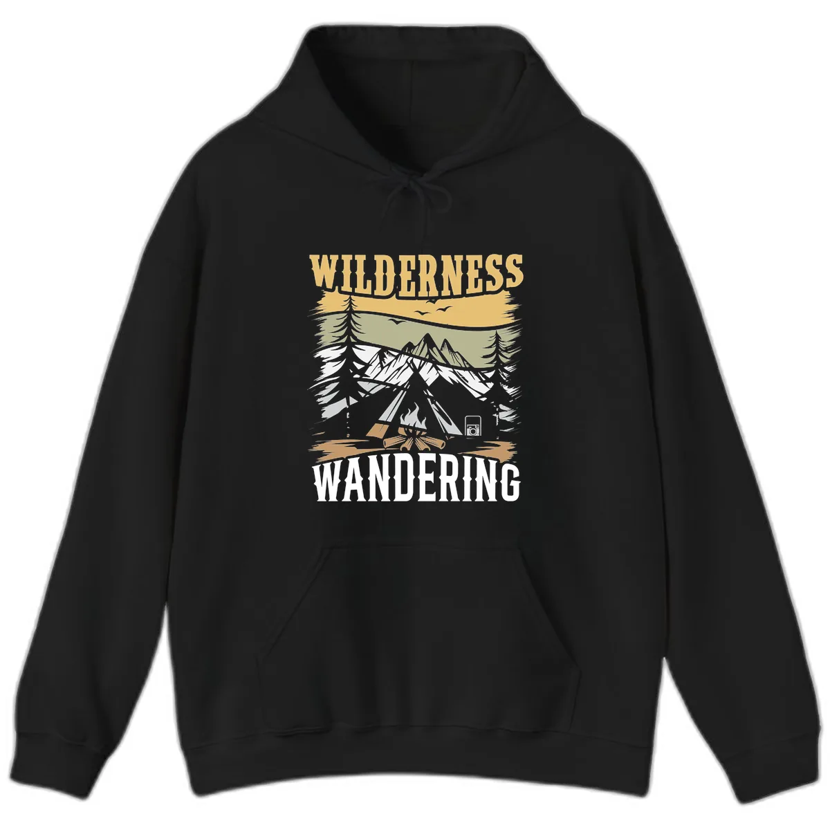 Wilderness Wandering Adventure Hoodie in Black