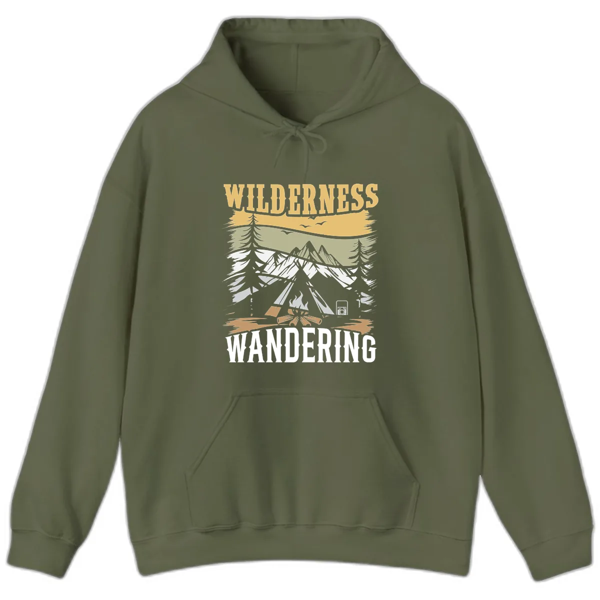 Wilderness Wandering Adventure Hoodie in Military Green