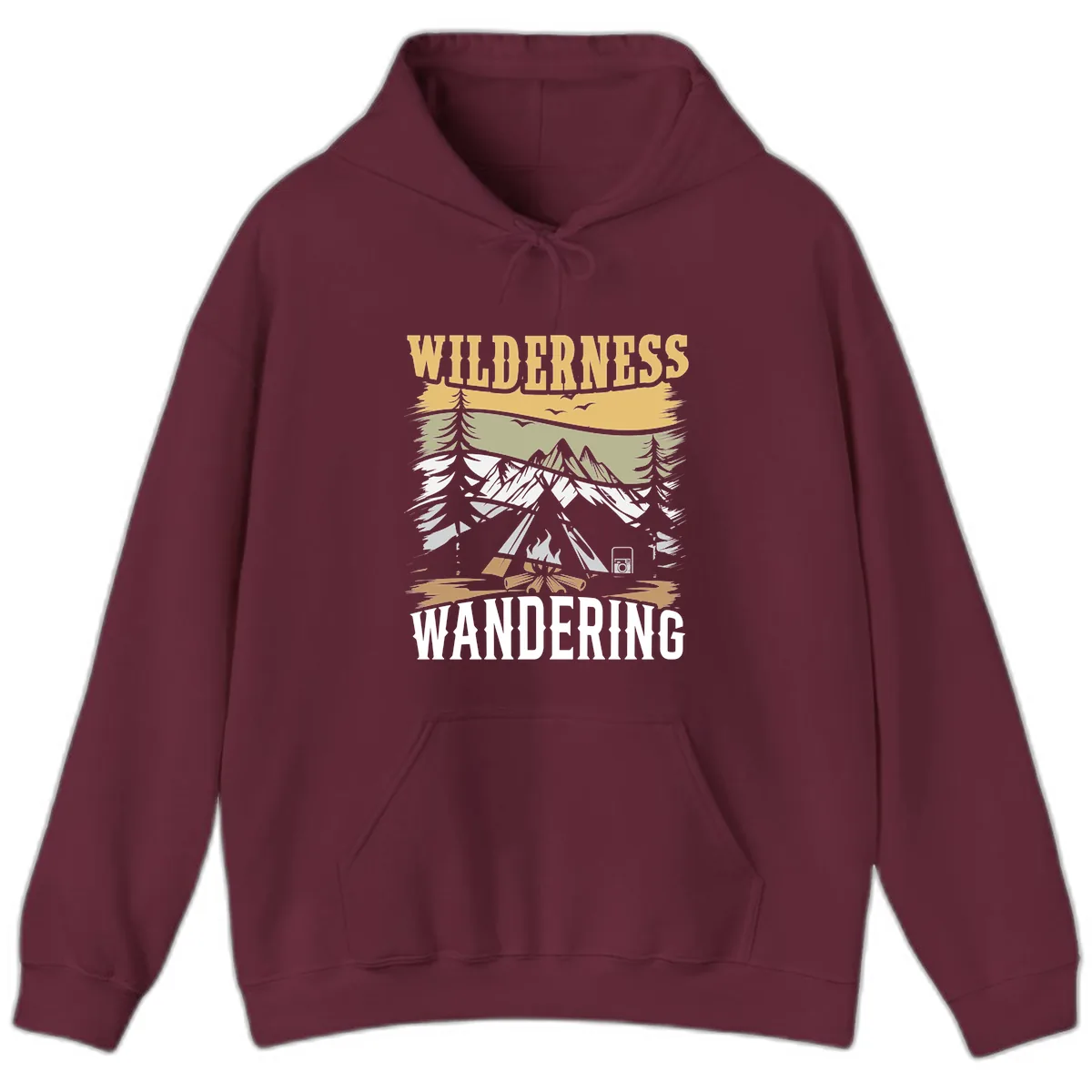 Wilderness Wandering Adventure Hoodie in Maroon