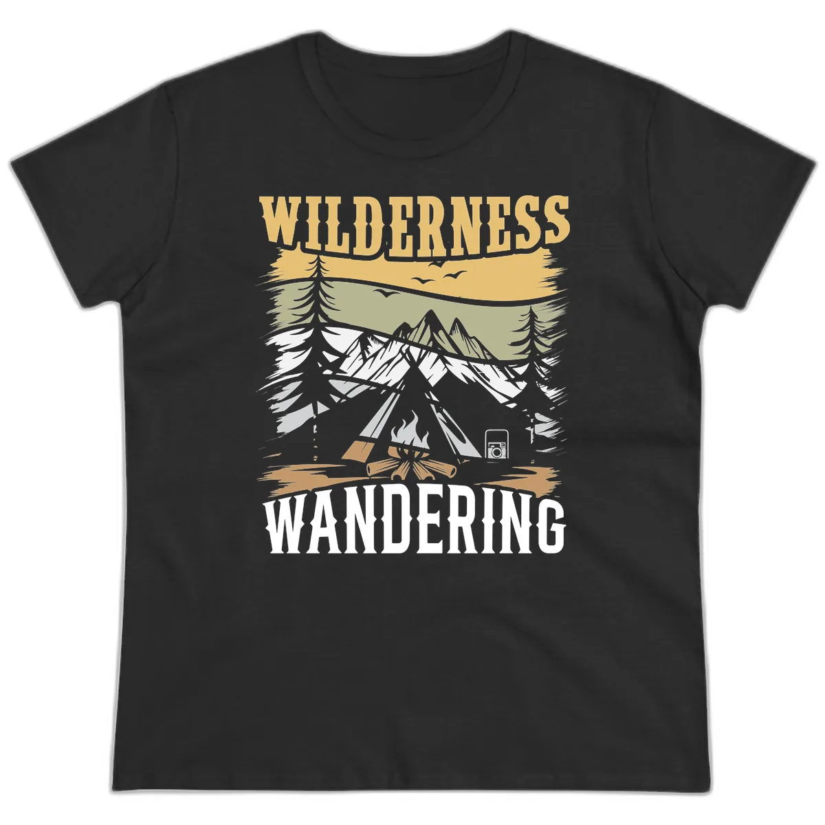 Wilderness Wandering Adventure Ladies Tee in Black
