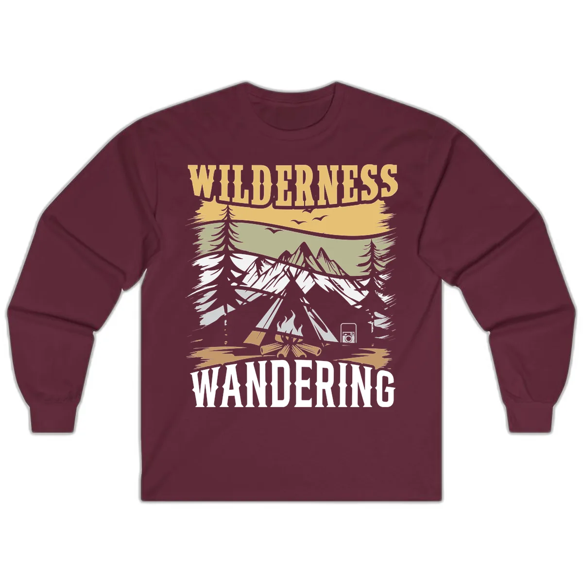 Wilderness Wandering Adventure Long Sleeve in Maroon