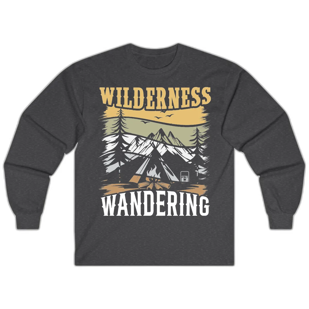 Wilderness Wandering Adventure Long Sleeve in Dark Heather
