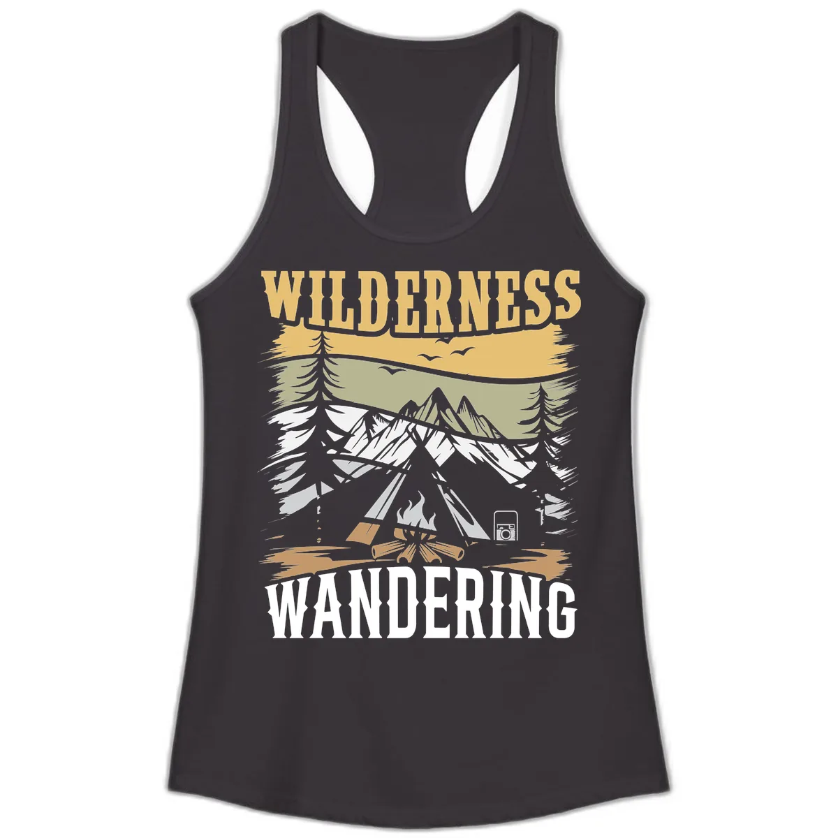 Wilderness Wandering Adventure Ladies Tank in Black